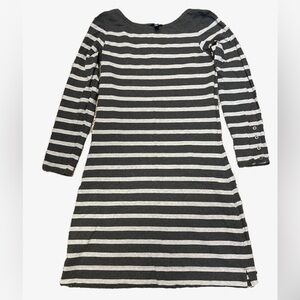 Hatley Charcoal and White Striped Long Sleeve Dress